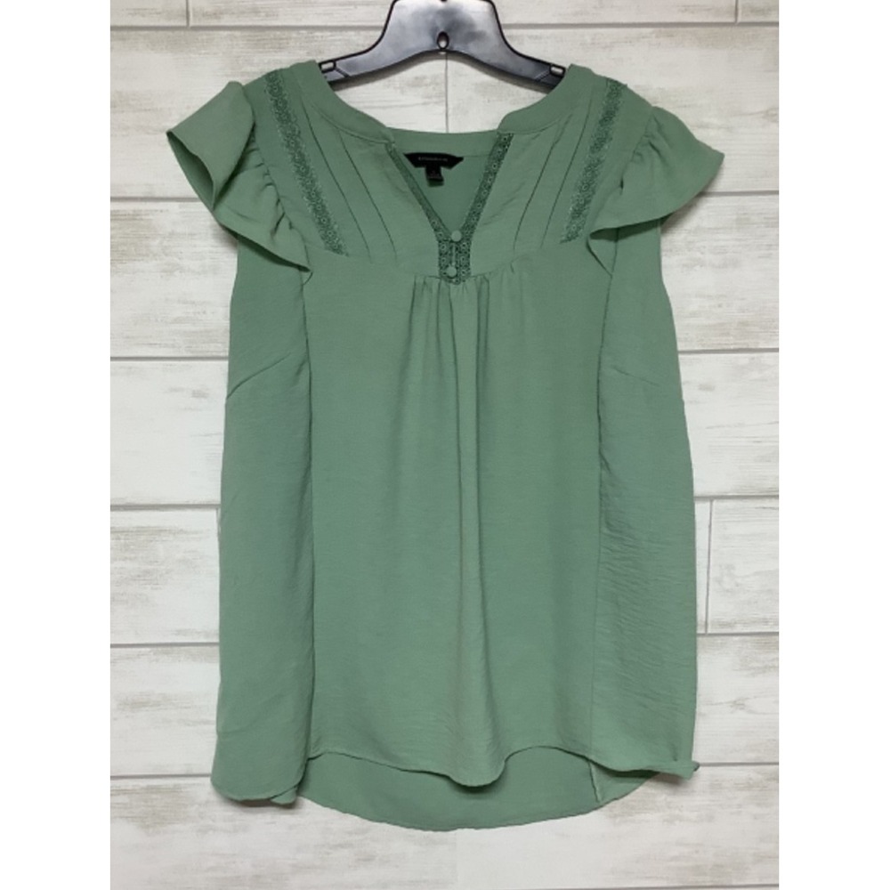 Women's Blouse Top Ruffled Cap Sleeves Boho Mint Green 1X